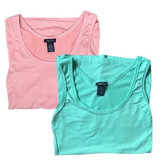 Rue21 Fitted Tank Top Bundle- Coral Pink/Cool Mint (XS) - Picture 10 of 11